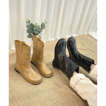 au32210 둥근코 여성 앵클부츠 미들 심플 베이직 낮은굽 하프 앵글부츠 2.5cm