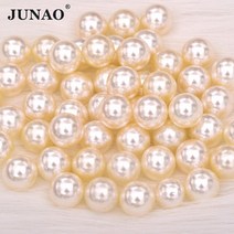 JUNAO 3 4 6 8 10 12 16 18 20 25 30mm 화이트 진주 비즈 구멍 없음 플라스틱 의류 보석 DIY 공예품, [10] 20mm 20pcs, [02] Beige