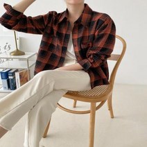 [바보사랑] 여자 카라넥 기모 체크 모던 긴팔 남방 셔츠