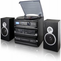 Trexonic 3-Speed Turntable with CD Player Dual Cassette Player Bt FM Radio USB/SD Recording and, 본문참고