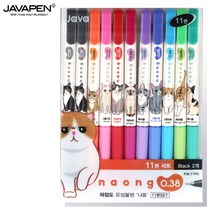 자바펜 나옹 미니 볼펜 11본 세트 0.38mm, 혼합색상, 1세트