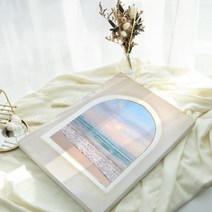 창문 미드센츄리 모던 원룸꾸미기 캔버스액자 홈카페 감성 열리는 아치 월 창문형 그림 아트, 03 창밖 파스텔비치