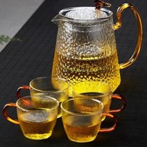 kata glass teapot single pot kung fu teapot teamaker 가정용 고온 필터 꽃 주전자 scalloped tea set tea mak, 1000ml와 4컵