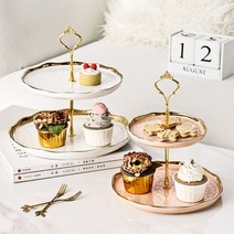 디저트 트레이 접시 케이크 2단 북유럽풍 진열대 3단, B