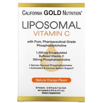 California Gold Nutrition 리포소말 비타민C 천연 오렌지 향 1 000mg 30팩 각 5.7ml(0.2oz)
