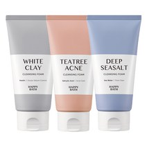 해피바스 화이트클레이+티트리아크네+씨솔트 클렌징폼 150g 3종