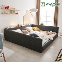 우아미가구 모노 B형 SS+SS LED 패브릭가죽 본넬매트 침대 DM5118, 단품