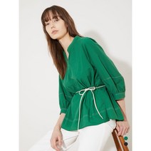 올리비아로렌 비비올리비아 신상품 배색 스티치 단색 라운드 블라우스 VVCNL3M4161