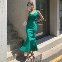 떳다그녀 켈다나 린넨 꼬임 뷔스티에 롱 원피스