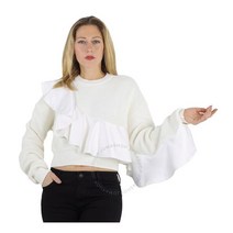Filles A Papa Ladies Knit Tops White Sweater With Ruffle Brand Size 2WEAVE KNIT WHITE