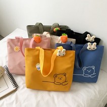 곰 프린팅 캔버스 토트백 귀여운가방 청소년 학생가방 10대