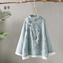 여성 가을 개량 한복 자수 긴팔 티셔츠