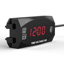2In 1 Universal Motorcycle Electronic Clock Voltmeter IP67 Waterproof Dust-proof LED Watch Digital D, 03 RD