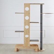 브리스캣 원목캣타워 O타입 (5단 알루미늄폴+해먹) 캣타워, CO-P2-아이보리, 단품