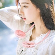 2021년 신형 LED 밴드형 듀얼 목걸이 넥밴드 목에거는 선풍기, 화이트