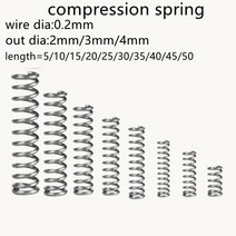 태엽 스프링 인장 볼트 코일 금형 스파이럴 대형 용수철 20pcs 0.2mm 압축 외경 2mm 3mm 4mm 스테인레스 스틸 마이크로 소형 압축, 40mm
