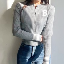 드로잉 레터링 패치 니트가디건