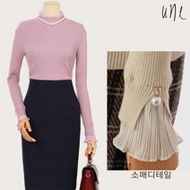 윈 UNE플리츠포인트글리터골지니트