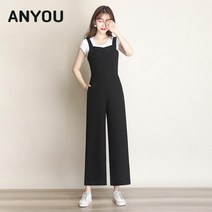 DFMEI 봄 가을 여성용 멜빵 루즈핏 점프수트