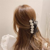 루즈루나 로맨틱 감성 한복 드레스 플라워 진주 올림머리 반머리 반묶음 집게 머리 셀프 웨딩 헤어핀
