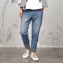 벅시루 여성 앞골지 반조거 세미배기 9부 스판진 990 청바지