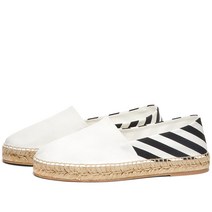 오프화이트 Stripes Flat Espadrilles - White & Black