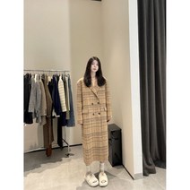 코트 트렌치 겨울 가을 엘룩 가을겨울 체크 양면 캐시미어 알파카 오버사이즈 하프코트 카멜 하이넥