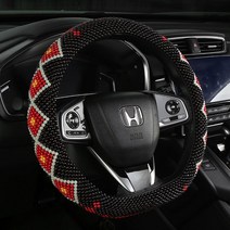 D타입 순수 핸드메이드 사계절 공용형 미끄럼 방지 땀흡수 자동차 여름구슬 핸들커버, D차이나 레드 비즈