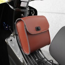 오토바이 클래식 빈티지 가죽 미니 사이드백 리어백, 브라운