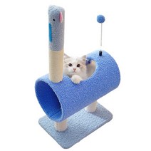 도토리ZIP 고양이 미니캣타워 초소형 숨숨터널 캣타워, 블루