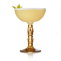 리비 Libbey Tiki Coupe 칵테일 잔 241g(8.5온스) 4개 세트, Clear With Amber Stem, Clear With Amber Stem