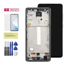A52S LCD 100% 삼성 호환 갤럭시 A52s 5G SM-A528B A528N 디스플레이 터치 스크린 디지타이저 수리 부품 어셈블리, 02 Black with Frame