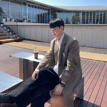 남자 원버튼 오버핏 언발 블레이져 자켓 / 블랙 베이지