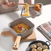 사각 라면 IH 스텐 양수 코팅 냄비 세트 감성 우드 손잡이 17cm 20cm 24cm, 양수 24cm(유리 뚜껑)