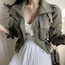 [랜덤플레이] 포켓 스트링 야상 크롭 집업 자켓