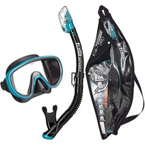 TUSA Sport 성인용 고요한 마스크 및 스노클 콤보, Black/Ocean Green (w/reusable