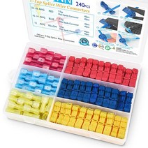 TICONN 240피스 T-탭 와이어 커넥터 셀프 스트리핑 퀵 스플라이스 전기 와이어 단자 절연 수 퀵 디스커넥트 스페이드 터미널 모음 키트 보관 케이스 포함 (240), 240