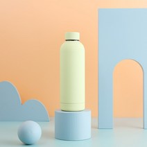 레코드롭 대용량 휴대용 뚜껑 보온 냉 커피 워터 보틀 텀블러, 500ml, 마카롱 노란색