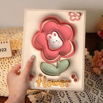플라워 꽃 독특한 사진첩 특이한 앨범 인생네컷 우정 띠부씰 콜렉트북 초음파 6인치 대용량 가족 아기 폴라로이드 사진 커플 수납앨범, 세로_7인치 200매, 플라워 토끼
