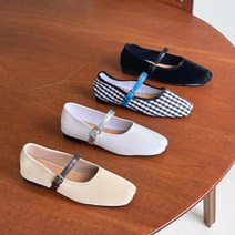 브이와이 여자 메리제인플랫슈즈 FW 격자 버클 단화