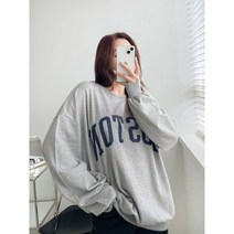 간절기 봄 가을 라운드넥 오버핏 보스턴맨투맨 남여공용 커플룩 신혼록