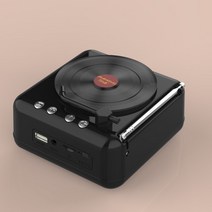 클래식라디오 빈티지 탁상용 소형 효도 미니 휴대용 레트로 FM 라디오 미니 수신기 블루투스 스피커 비닐, 03 Black, 03 Black