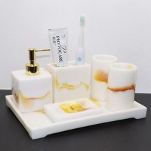 호텔 욕실 수지세트 욕실 액세서리 세트 수지 소재 비누 디스펜서 칫솔 홀, 6 Pieces Set C