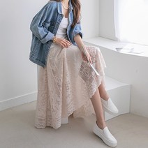 [나크21] (44~88) 로맨틱 플라워레이스 롱스커트 NK21-P-1