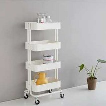 트롤리 간식팬트리 틈새선반 4단 밀당 대피공간선반 화이트, 상세페이지 참조