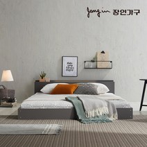 장인가구 비비드 저상형 LED조명 USB포트 침대Q(라텍폼스 7존독립스프링) DYD-540Q, 내츄럴오크