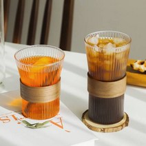 우드 홀더 내열 유리컵 *310ml 450ml* 홈카페 감성 예쁜 유리컵 추천, 1개, 성화유리컵 350ml (품절)