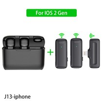 무선마이크 충전 박스 무선 옷깃 마이크 Lavalier Mic Noise Reduction 라이브 인터뷰 iPhone Type C 용 휴대 전화 녹음, [03] J13 For iOS 2Gen