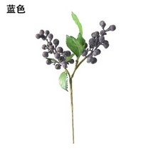 인테리어 조화 체리 레드 매화 실크 꽃 플라스틱 분기 웨딩 홈 diy 장식 거품 베리, 파란색