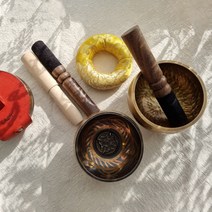 라즈니 싱잉볼 씽잉볼 테라피 미니 릴렉스종 힐링 요가 명상도구, 패턴싱잉볼+양모스틱+받침대